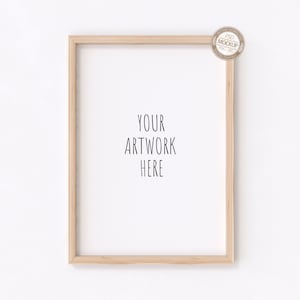A1 A2 A3 A4 Wooden Frame Mockup,Vertical Frame on White Wall Mockup,Portrait,Neutral Empty Background,Digital Photo Mock Up,PSD+PNG+JPG