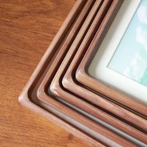 Custom Solid Wood Photo Frame Rustic Walnut Picture Frame, Size From 6'' to 16'' A4 A3 Hardwood Frame Anniversary Birthday Engagement Gift