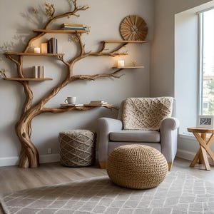 Natural Handcrafted Wooden Branch Bookshelf Suitable for Any Space Handmade Gift Tree Bookshelf for Home Decoration
