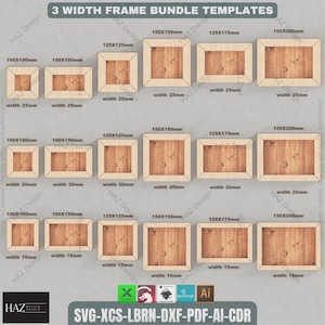 45 Degree Angle Cut Wood Frames / Different Sizes Picture Frame  SVG DXF CDR Ai files 028