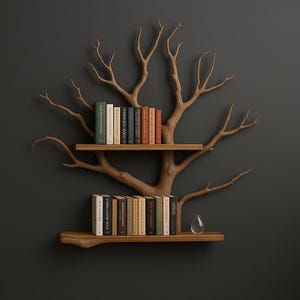 Tree Book Shelf, Driftwood Branch Floating Bookshelf, Wall Mount Bookcase