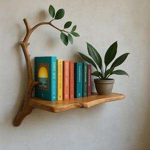 Book Shelf – Driftwood Branch Floating Bookshelf, Wall Mount Bookcase, Handmade Wooden Shelf, Rustic Wall Decor