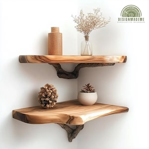 Custom Size Set Driftwood Floating Corner Shelf, Rustic Wall Shelf Handcrafted Natural Wood, Decor Kitchen Bathroom Unique Wood Shelves